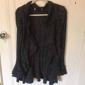 Grey and Black Ruffled Cardigan